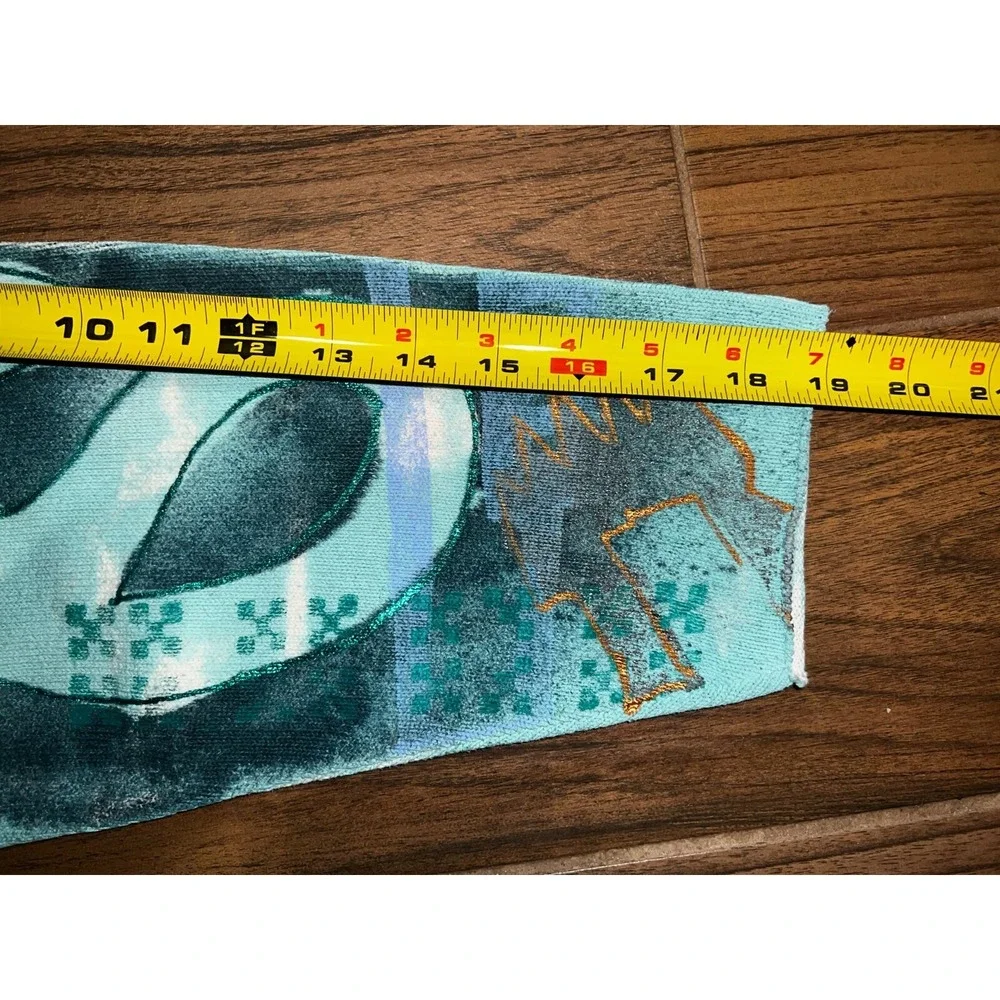 Rare Vintage VC Torias Womens Blue All Over Hand Painted Knit Art Canvas Top OS